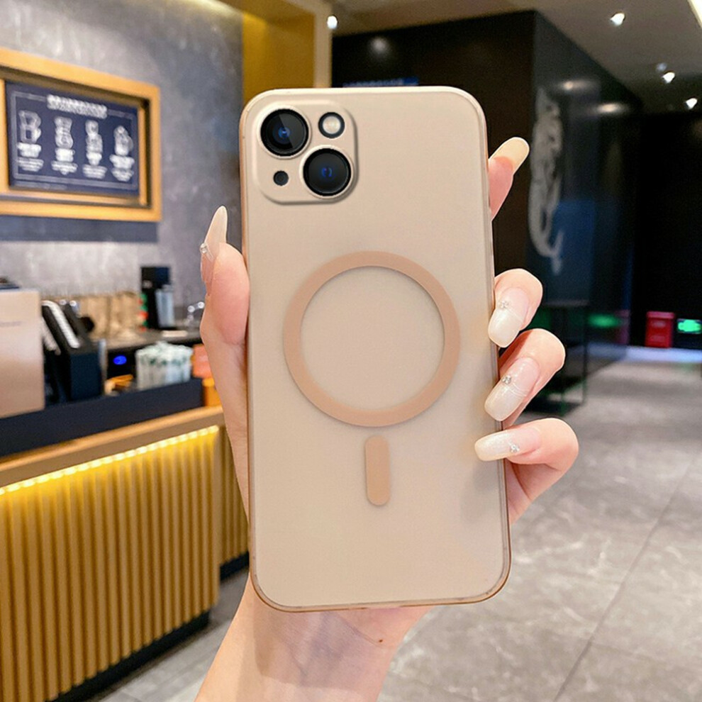 (Iphone 15, Desert ) For Iphone 15 Magnetic Case Compatible With Magsafe Frosted Pc Phone Cover With Camera Lens Protector Gold 6914281612569