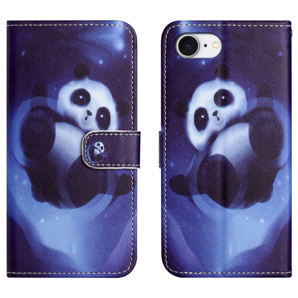 (Iphone 16E, Panda) For Iphone 16E Case Pattern Print Pu Leather Wallet Phone Cover Cross Texture 6914287090866