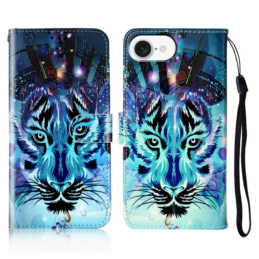 (Iphone 16E, Wolf) For Iphone 16E Case Pattern Leather Wallet Phone Cover 6914289729634