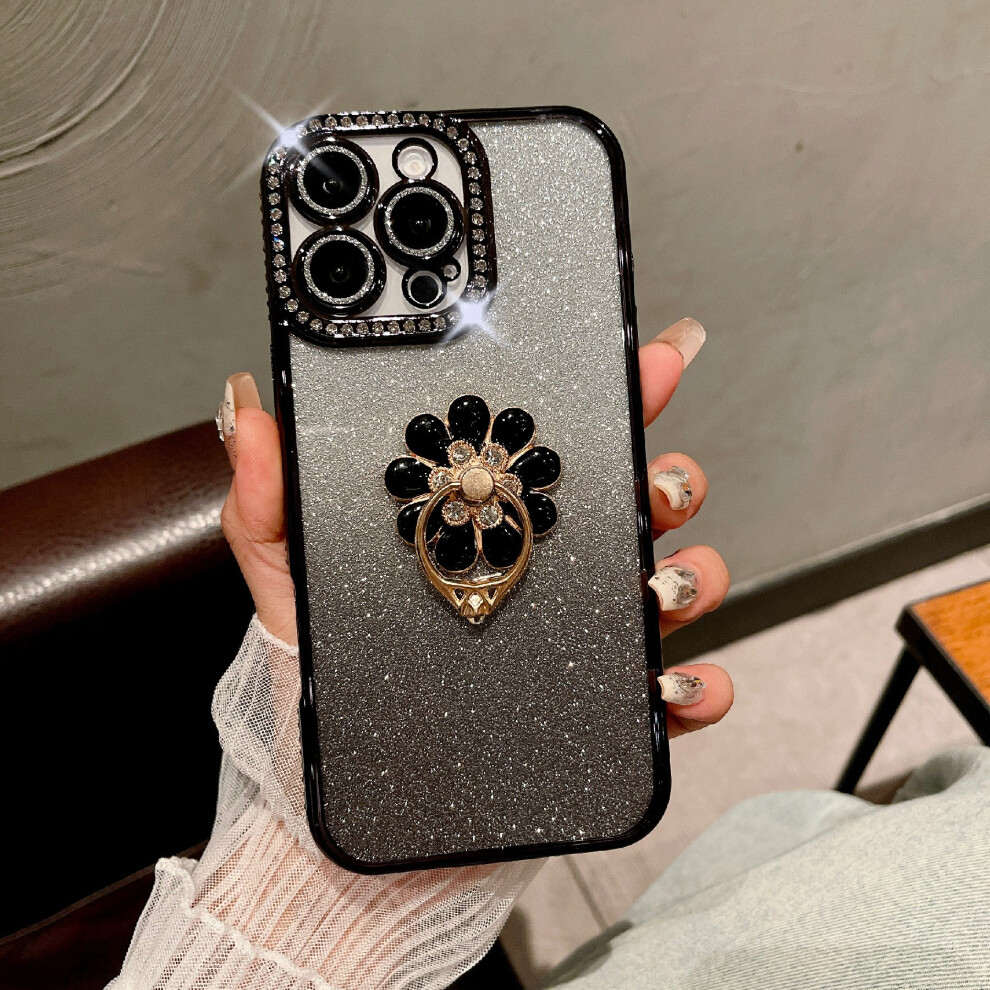 (Iphone 16 Pro Max, ) For Iphone 16 Pro Max Case Electroplated Edge Kickstand Phone Cover With Camera Lens Film Black 6914287992962