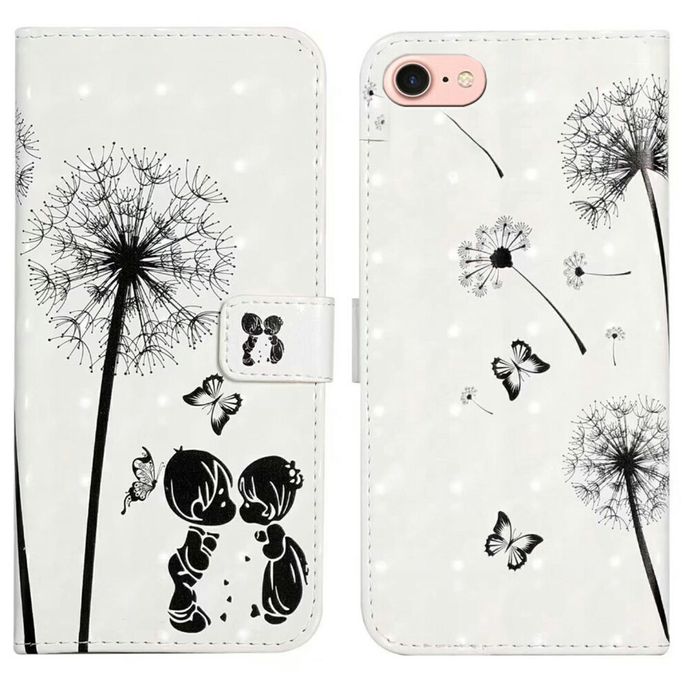 (Iphone 16E, Kids And Dandelion) For Iphone 16E Case 3D Creative Pattern Pu Leather Stand Phone Cover 6914283138586