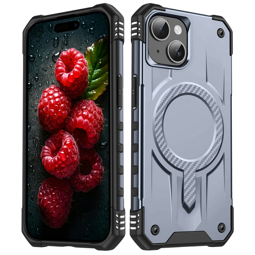 (Iphone 15, ) For Iphone 15 Case Compatible With Magsafe Four Corner Airbags Pc+Tpu Phone Cover Grey 6914284363673