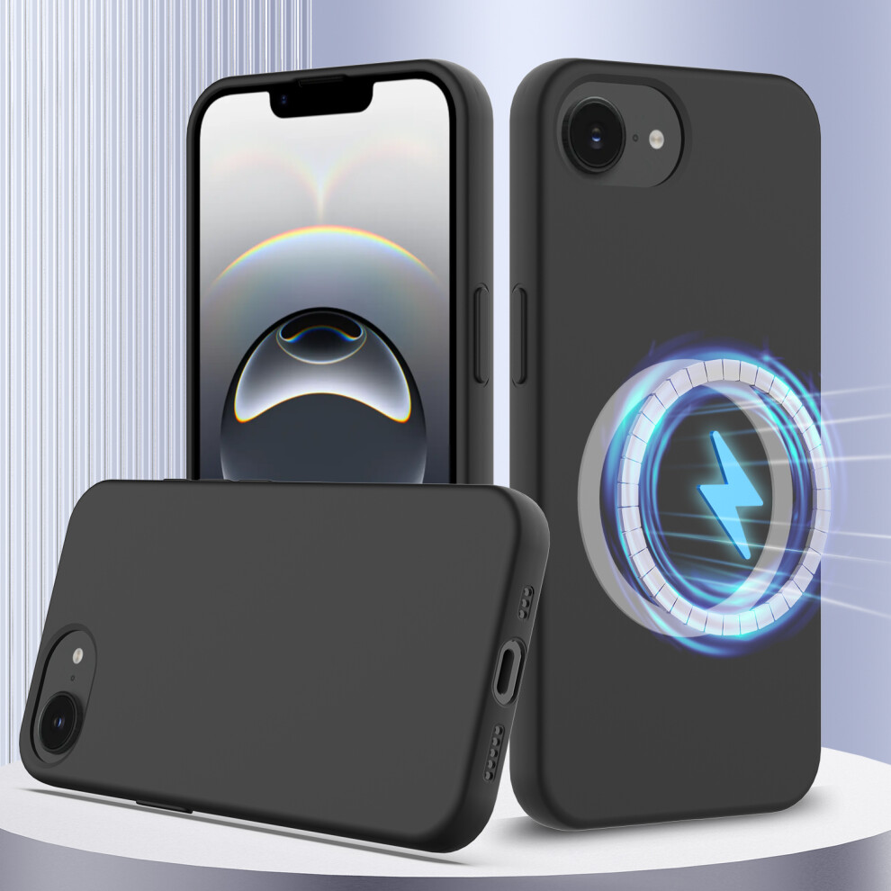 (Iphone 16E, ) For Iphone 16E Case Compatible With Magsafe Anti-Drop Liquid Silicone Phone Cover Black 6914289127089