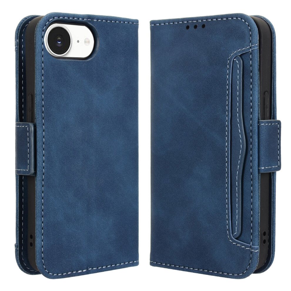 (Iphone 16E, ) For Iphone 16E Case Leather Phone Wallet Cover With Multiple Card Slots Blue 6914284145521