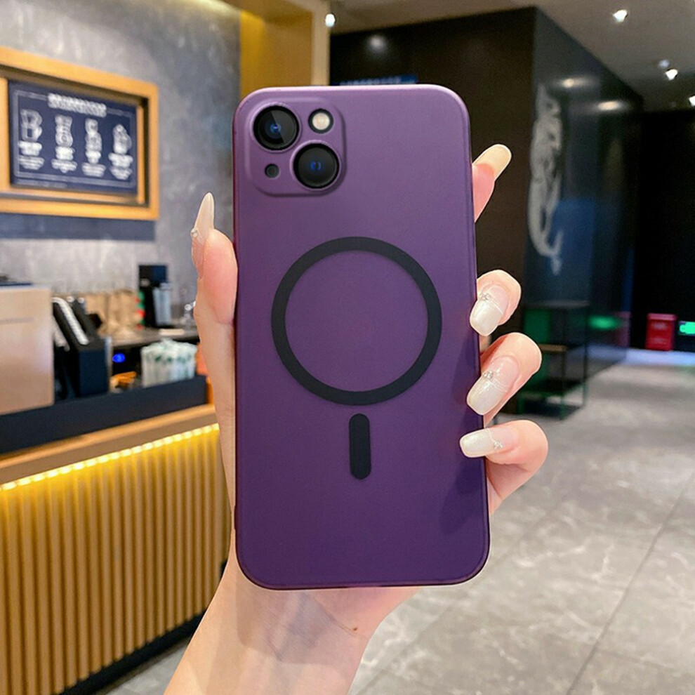 (Iphone 14, Transparent ) For Iphone 14 Magnetic Case Compatible With Magsafe Frosted Pc Phone Cover With Camera Lens Protector Purple 6914287877573