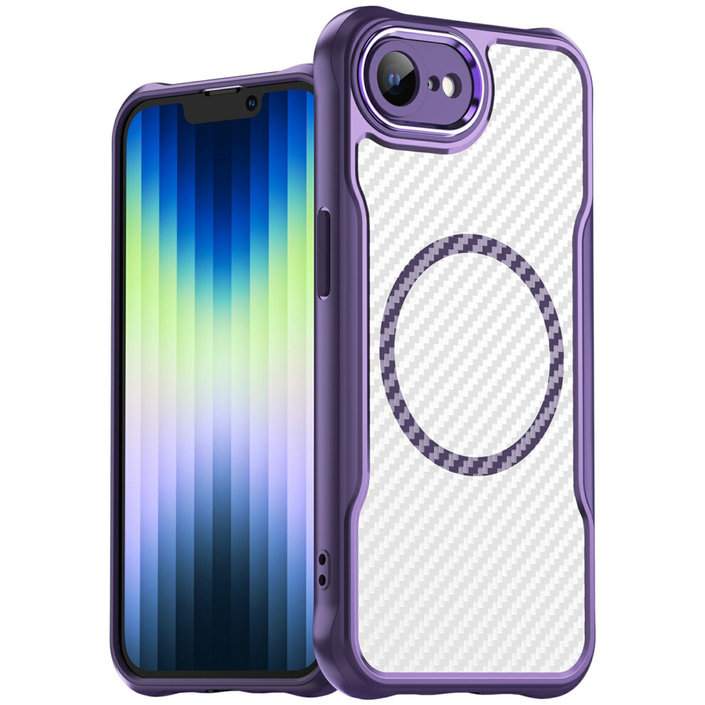 (Iphone 16E, ) For Iphone 16E Case Compatible With Magsafe Hybrid Phone Cover Carbon Fiber Purple 6914281985939