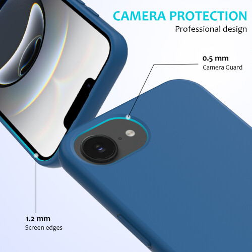 (iPhone 16e, Blue) For iPhone 16e Case Drop Proof Liquid Silicone Soft Lining Back Phone Cover 1