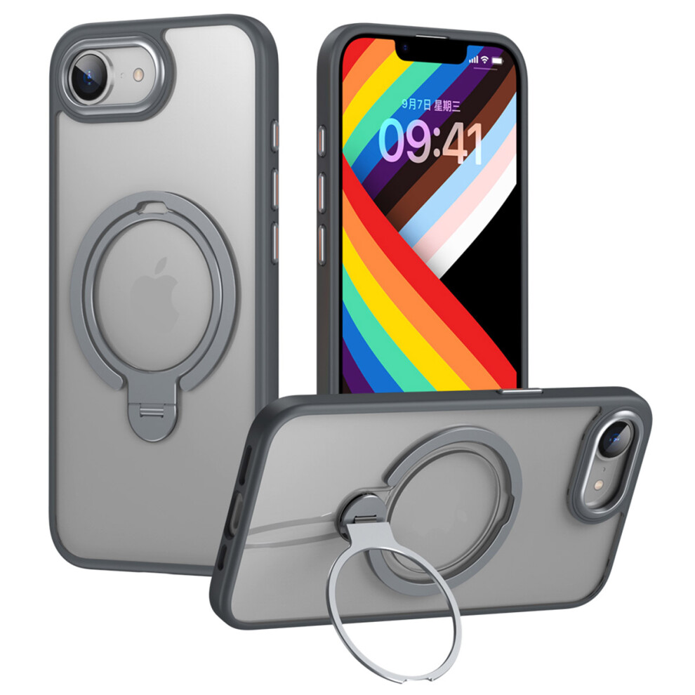 (Iphone 16E, ) For Iphone 16E Phone Case Compatible With Magsafe Kickstand Matte Back Cover Grey 6914289007572