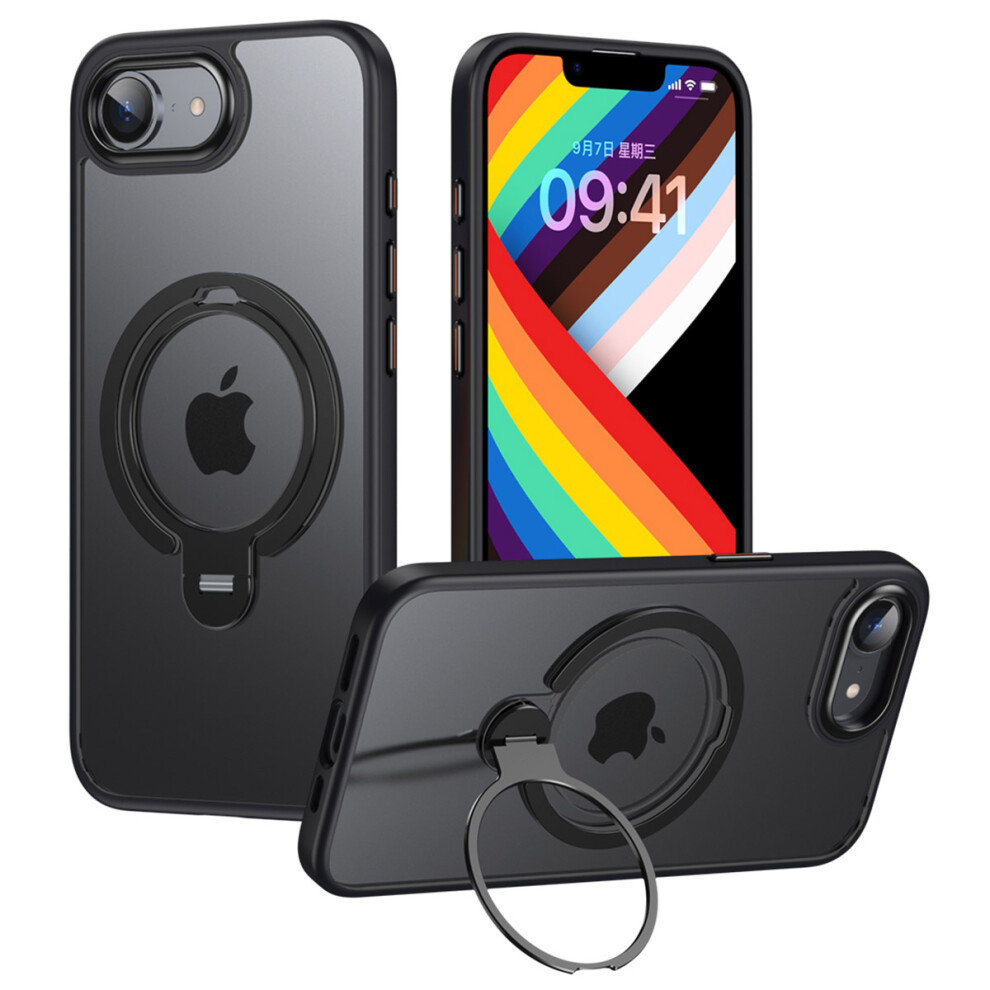 (Iphone 16E, ) For Iphone 16E Phone Case Compatible With Magsafe Kickstand Matte Back Cover Black 6914282595625