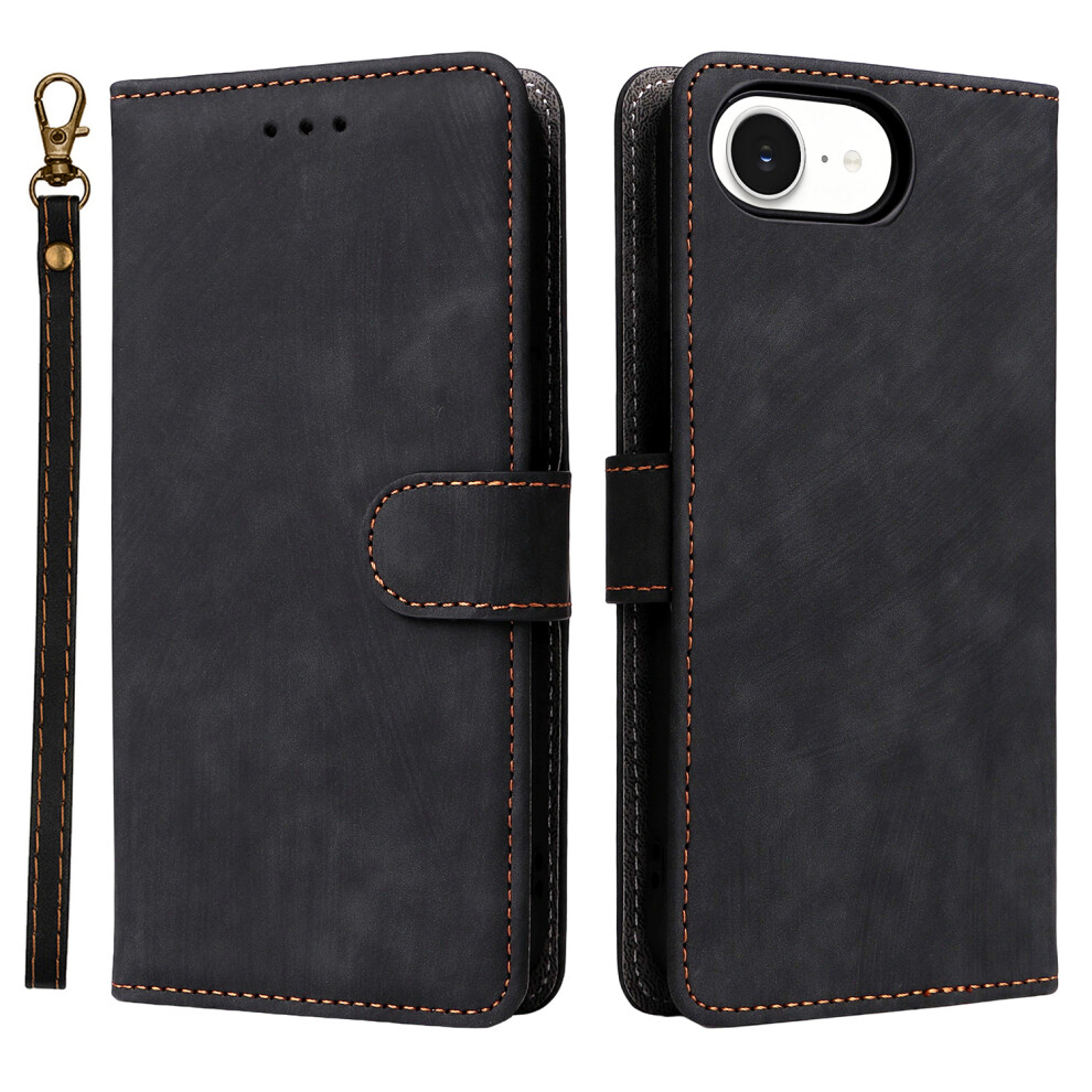 (Iphone 16E, ) For Iphone 16E Case Wallet Rfid Blocking Pu Leather Cover Viewing Stand Black 6914285388064