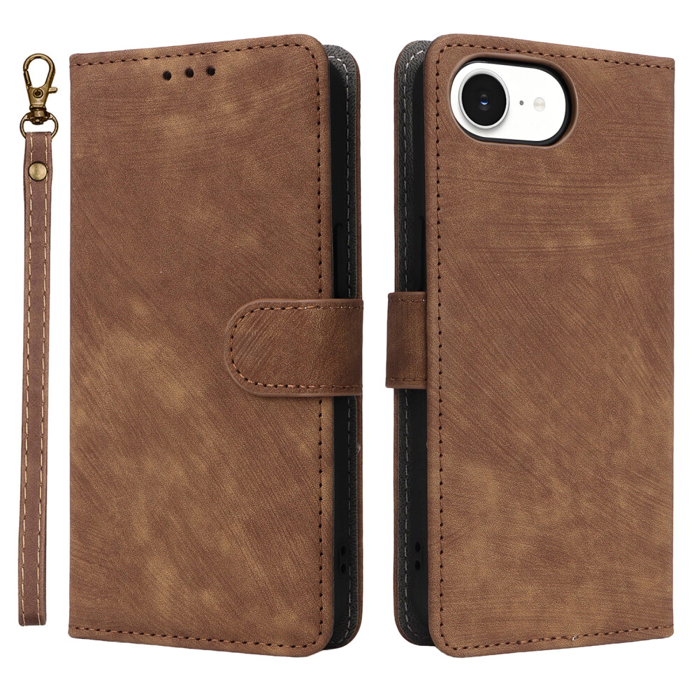 (Iphone 16E, ) For Iphone 16E Case Wallet Rfid Blocking Pu Leather Cover Viewing Stand Brown 6914287876071