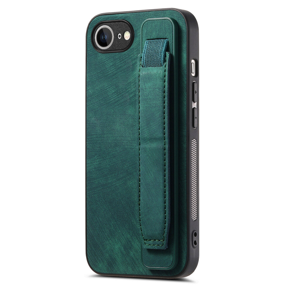 (Iphone 16E, ) For Iphone 16E Case With Wristband Kickstand Leather+Tpu Phone Cover Green 6914286762467