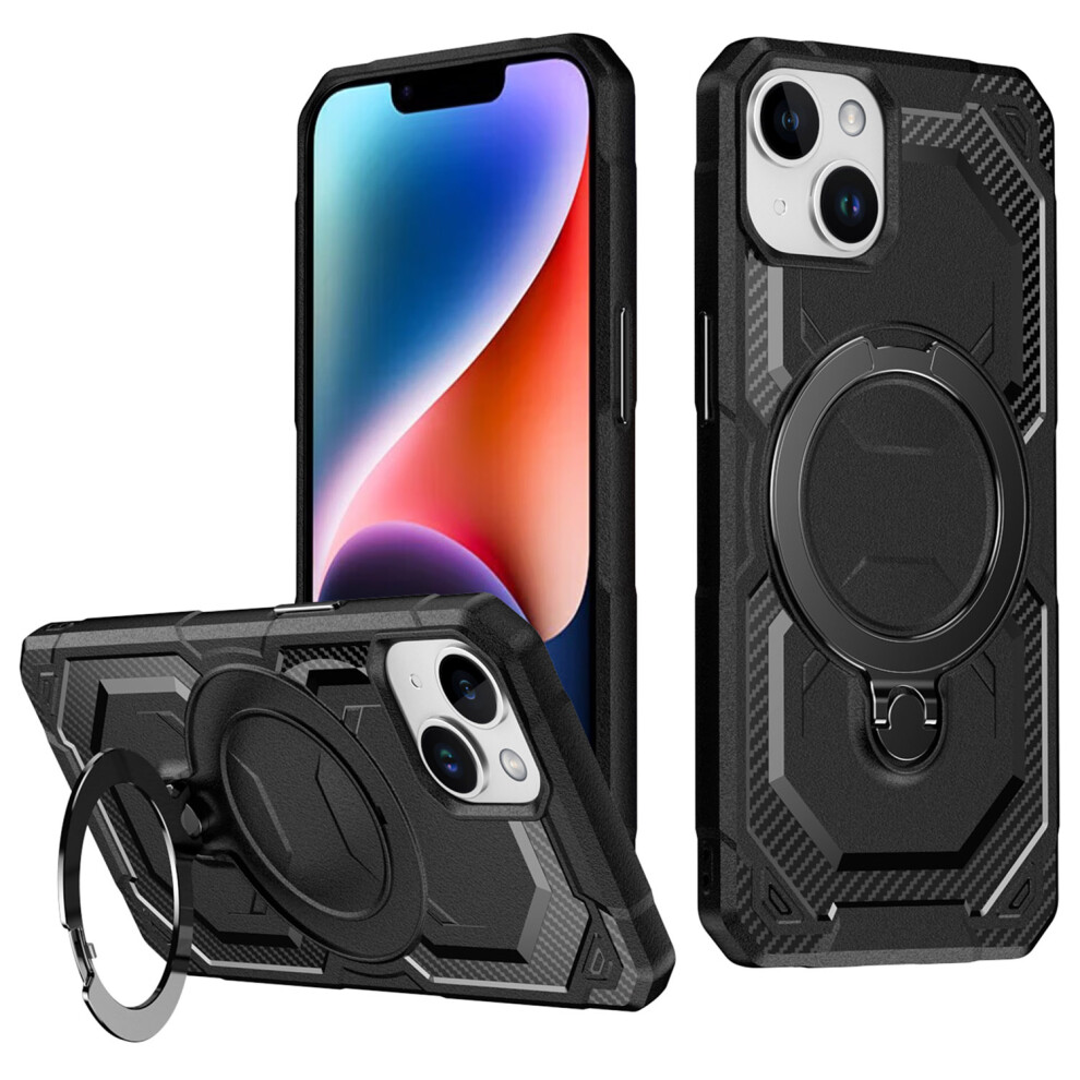 (Iphone 14, ) For Iphone 14/13 Case Compatible With Magsafe Kickstand Tpu+Pc Phone Cover Black 6914287851337