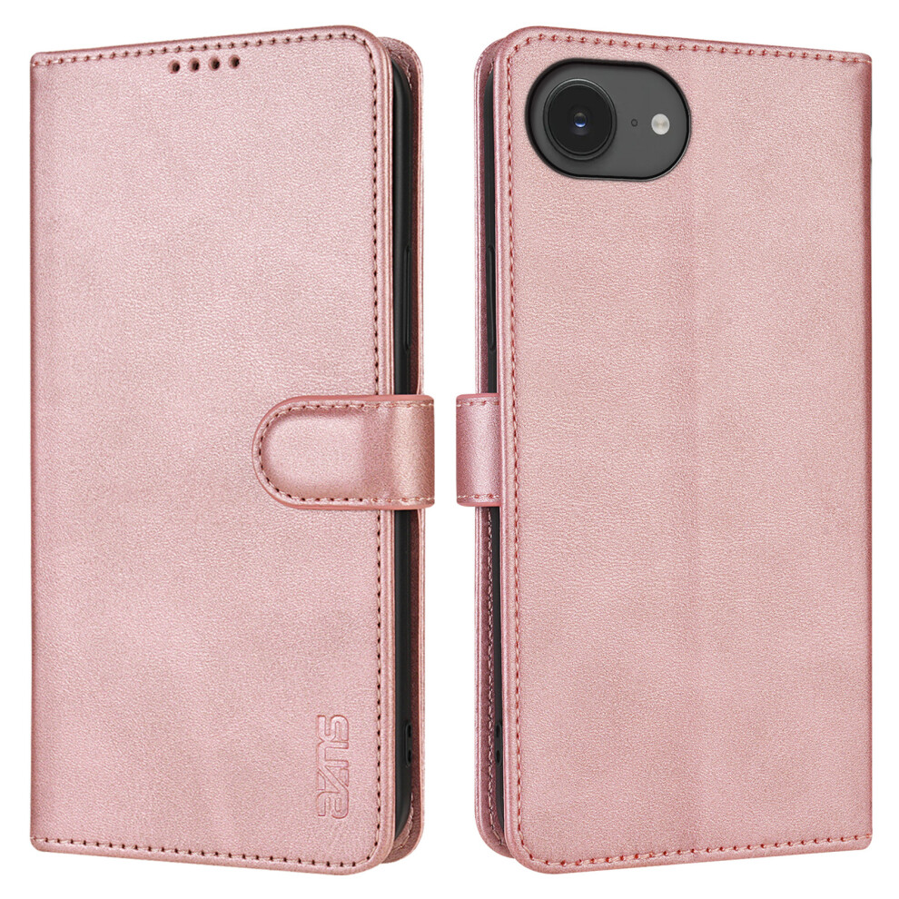 (Iphone 16E, Rose ) Azns For Iphone 16E Case Pu Leather Wallet Phone Cover Gold 6914287090651