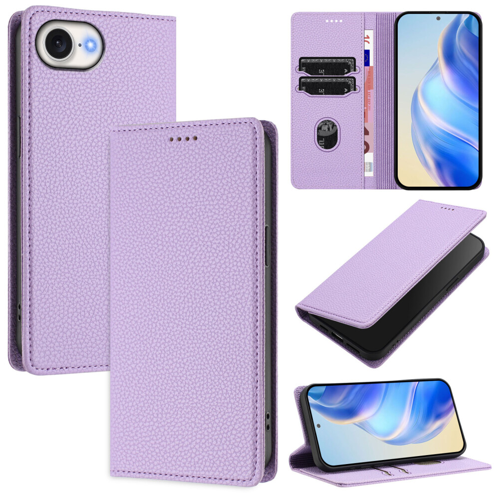 (Iphone 16E, Light ) For Iphone 16E Wallet Case Rfid Blocking Litchi Texture Leather Mobile Cover Purple 6914285615290