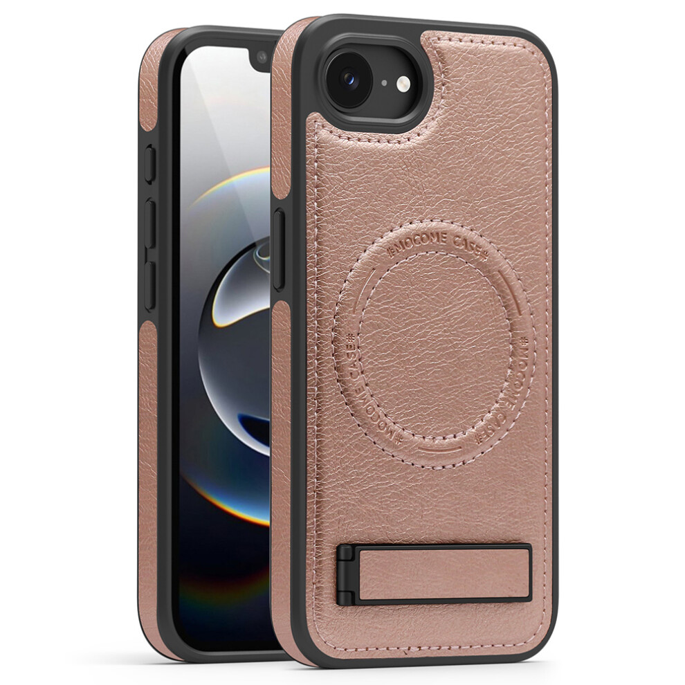 (Iphone 16E, Rose ) For Iphone 16E Case Compatible With Magsafe Kickstand Leather Phone Back Cover Gold 6914282965336