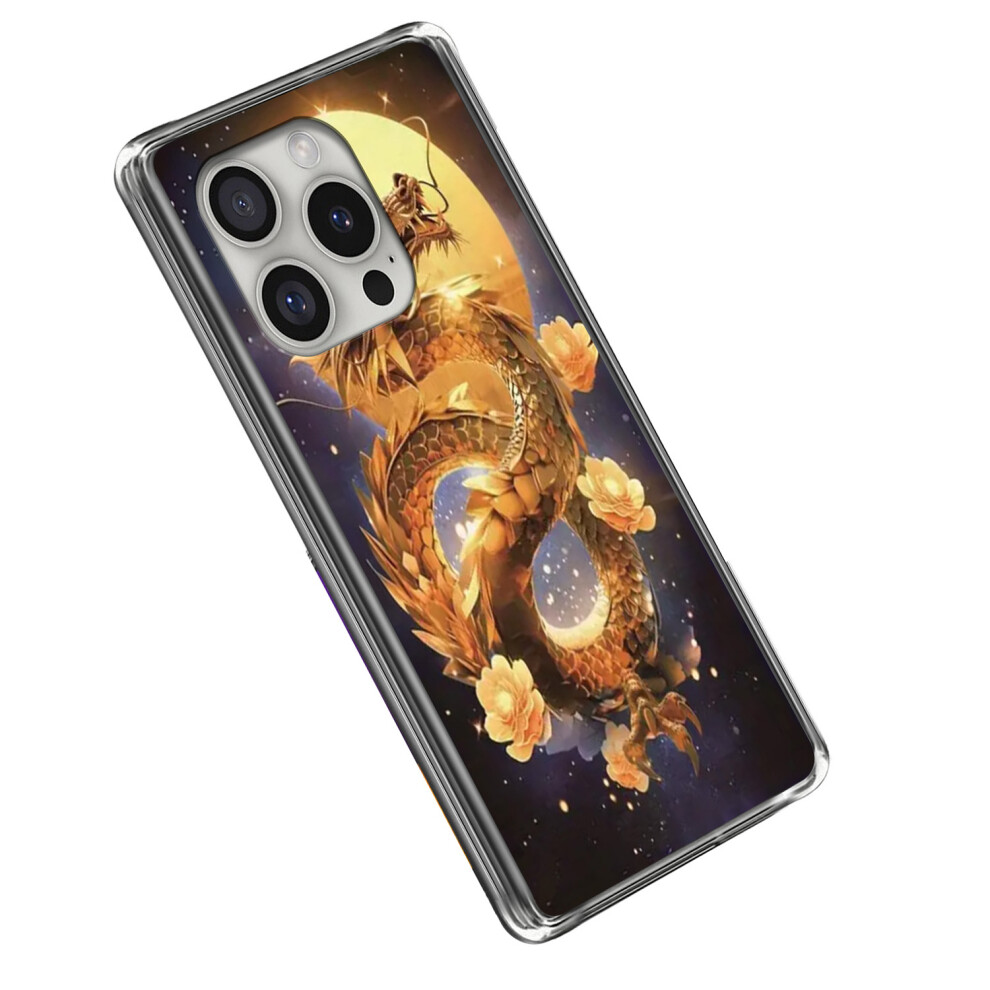 (Iphone 16 Pro, Dragon) For Iphone 16 Pro Case Imd Pattern Printed Shockproof Tpu Phone Cover Golden 6914287905399