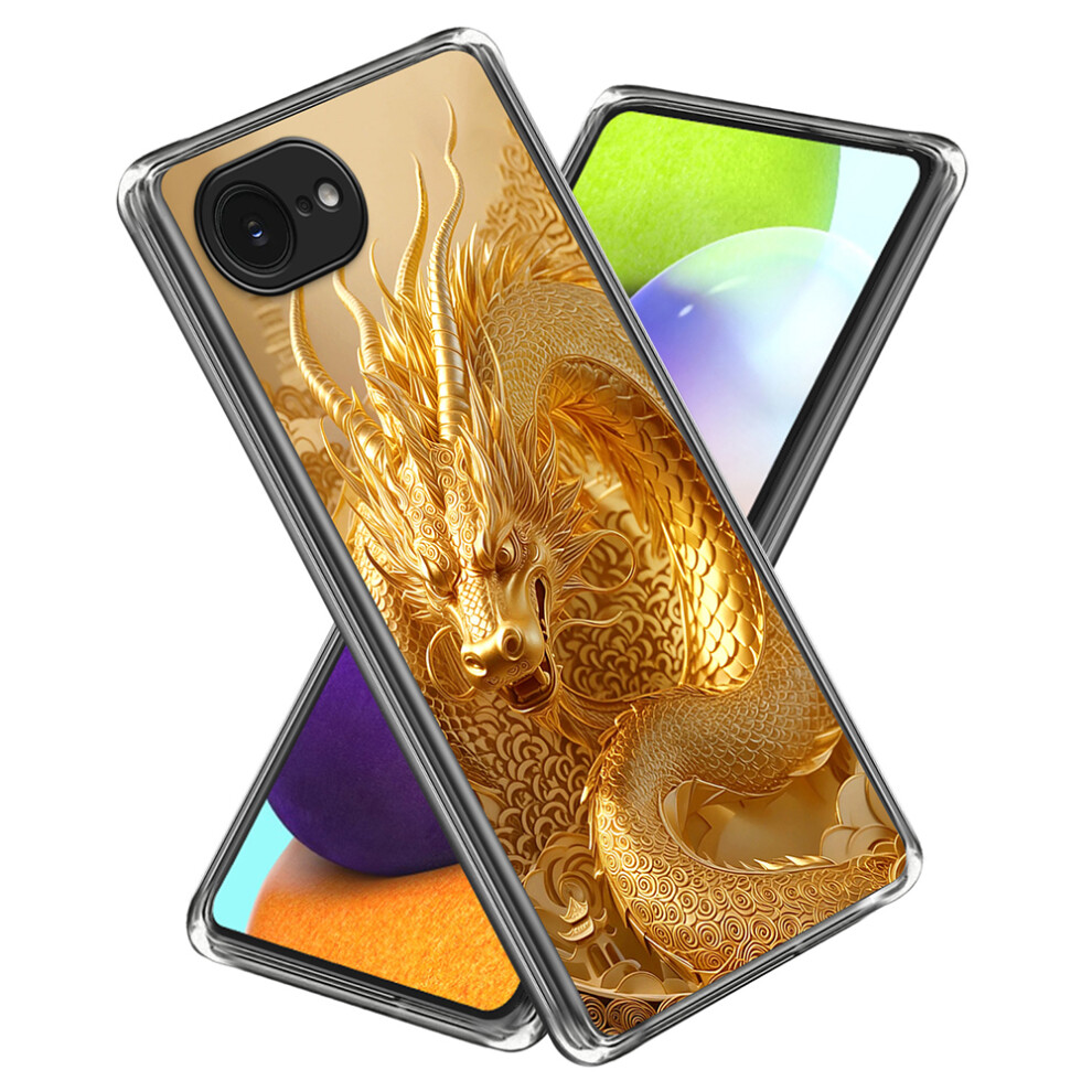 (Iphone 16E, Dragon Pattern) For Iphone 16E Case Imd Pattern Printing Tpu Shockproof Phone Cover Golden 6914286509178