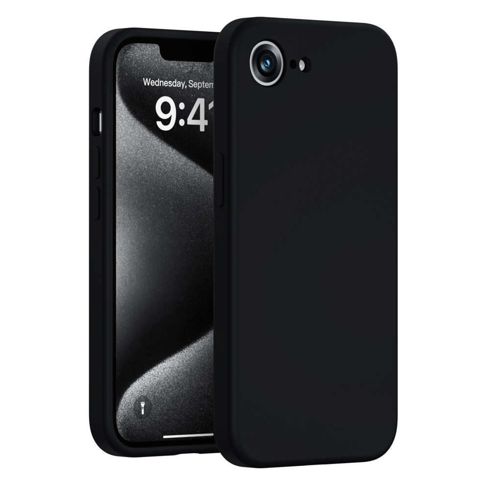 (Iphone 16E, ) For Iphone 16E Case Precision Fit Pc+Liquid Silicone Protective Phone Cover With Microfiber Lining Black 6914283684984