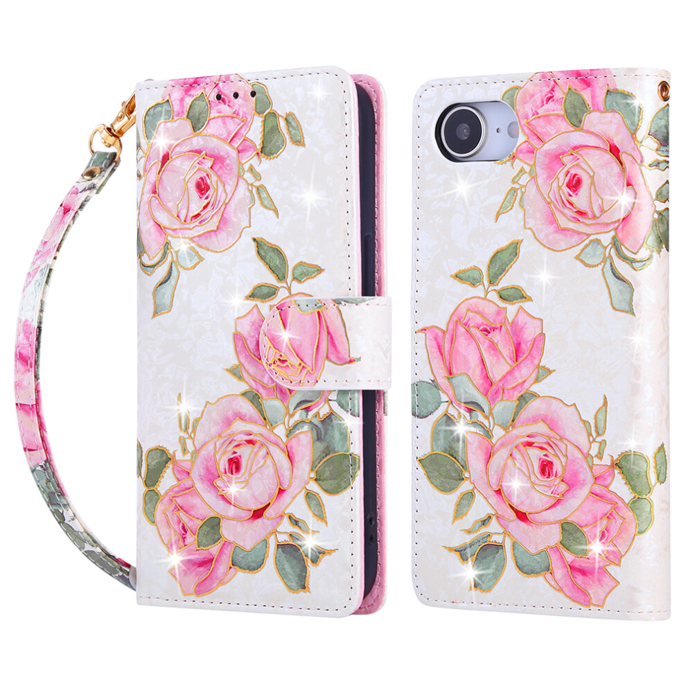 (Iphone 16E, Flower) For Iphone 16E Case Rfid Blocking Flower Leather Phone Cover 6914280827575