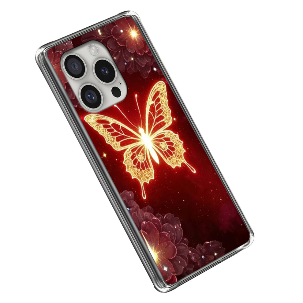 (Iphone 16 Pro Max, Butterfly) For Iphone 16 Pro Max Case Imd Pattern Printed Shockproof Tpu Phone Cover Golden 6914287382008