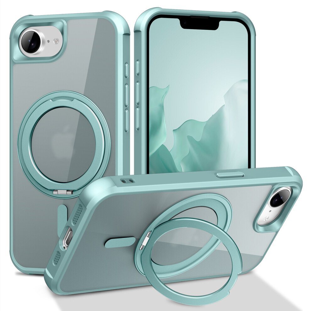 (Iphone 16E, Lake ) For Iphone 16E Case Magnetic Rotatable Ring Kickstand Tpu+Pc Phone Cover Blue 6914283521746