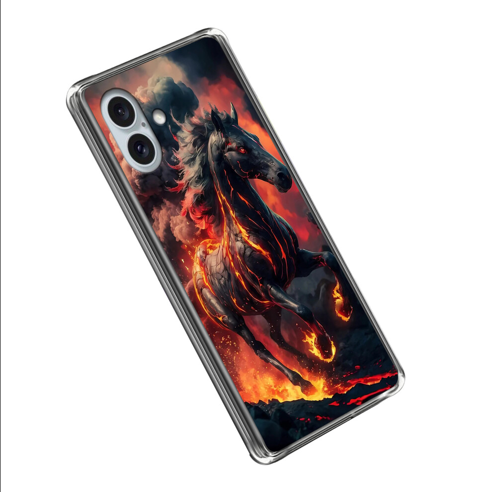 (Iphone 16 Plus, Fiery Horse) For Iphone 16 Plus Case Imd Pattern Printed Shockproof Tpu Phone Cover 6914289508581