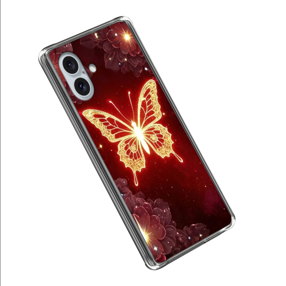 (Iphone 16 Plus, Butterfly) For Iphone 16 Plus Case Imd Pattern Printed Shockproof Tpu Phone Cover Golden 6914282332473