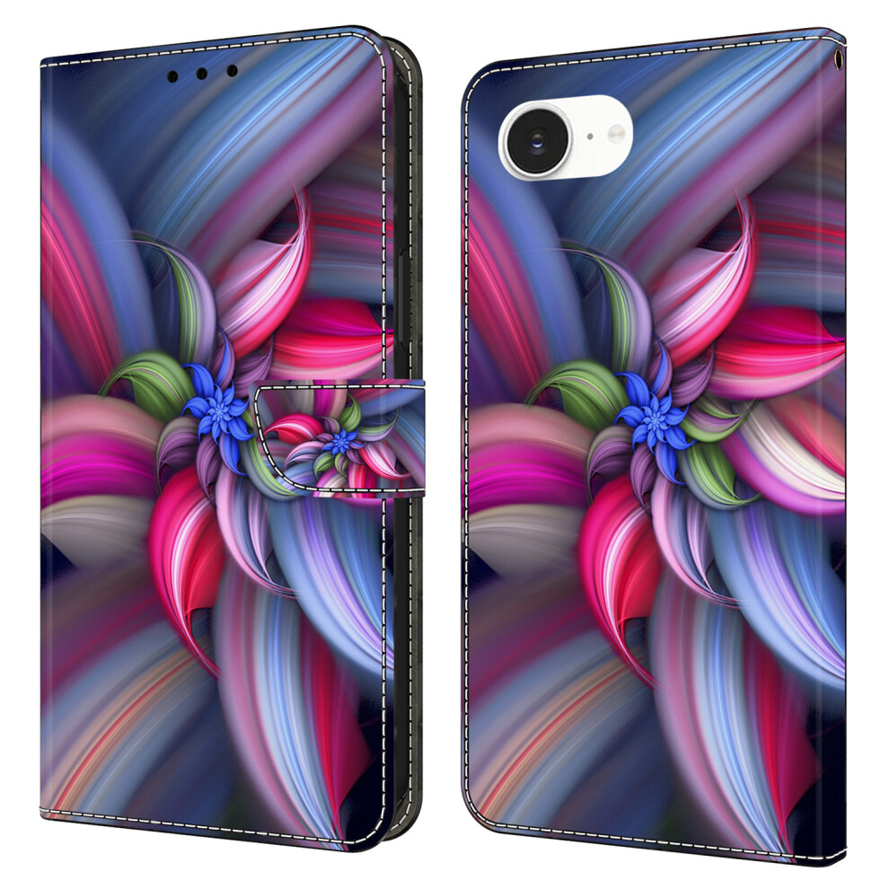 (Iphone 16E, Colorful Flowers) For Iphone 16E Case 3D Pattern Pu Leather Wallet Phone Cover With Stand 6914282958222