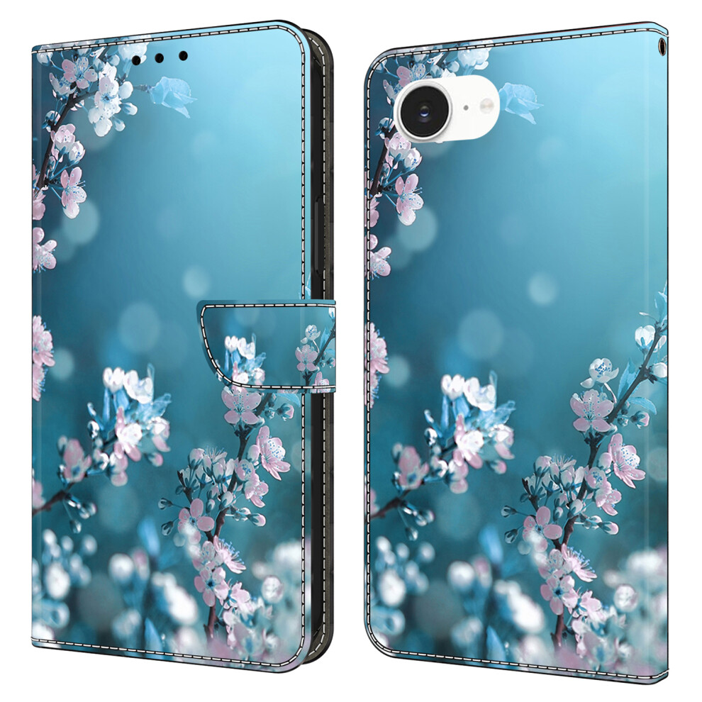 (Iphone 16E, Plum Blossoms) For Iphone 16E Case 3D Pattern Pu Leather Wallet Phone Cover With Stand Purple 6914289289640