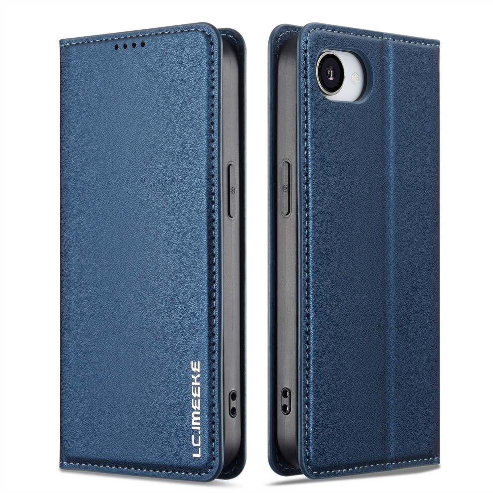 (Iphone 16E, ) Lc.imeeke L1 Series For Iphone 16E Case Pu Leather Wallet Stand Protective Phone Cover Blue 6914288199346