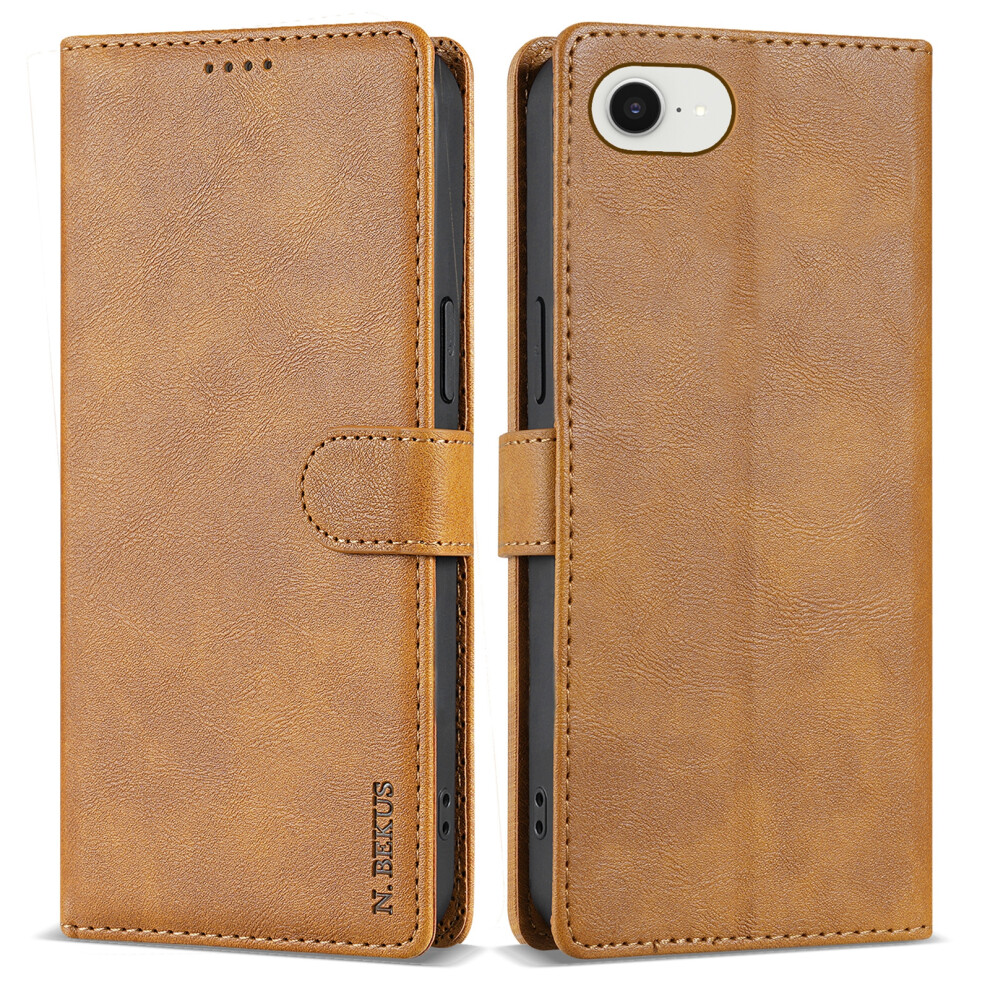 (Iphone 16E, ) N.bekus Csj-001 For Iphone 16E Stand Case Pu Leather Wallet Phone Cover Brown 6914289532616
