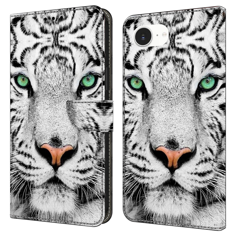 (Iphone 16E, Tiger Face) For Iphone 16E Case With Card Slot Pattern Printed Tpu+Pu Leather Flip Phone Cover 6914280698885