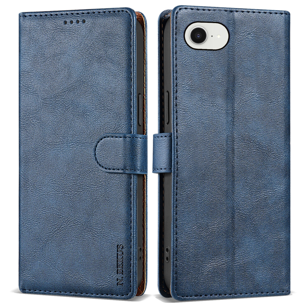 (Iphone 16E, ) N.bekus Csj-001 For Iphone 16E Stand Case Pu Leather Wallet Phone Cover Blue 6914281471616