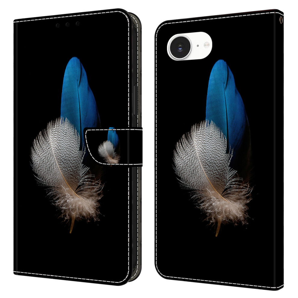 (Iphone 16E, Two Feathers) For Iphone 16E Case 3D Pattern Pu Leather Wallet Phone Cover With Stand 6914283950270