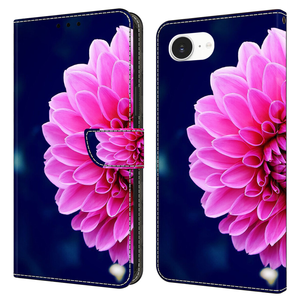 (Iphone 16E, Flowers) For Iphone 16E Case 3D Pattern Pu Leather Wallet Phone Cover With Stand Pink 6914281482582