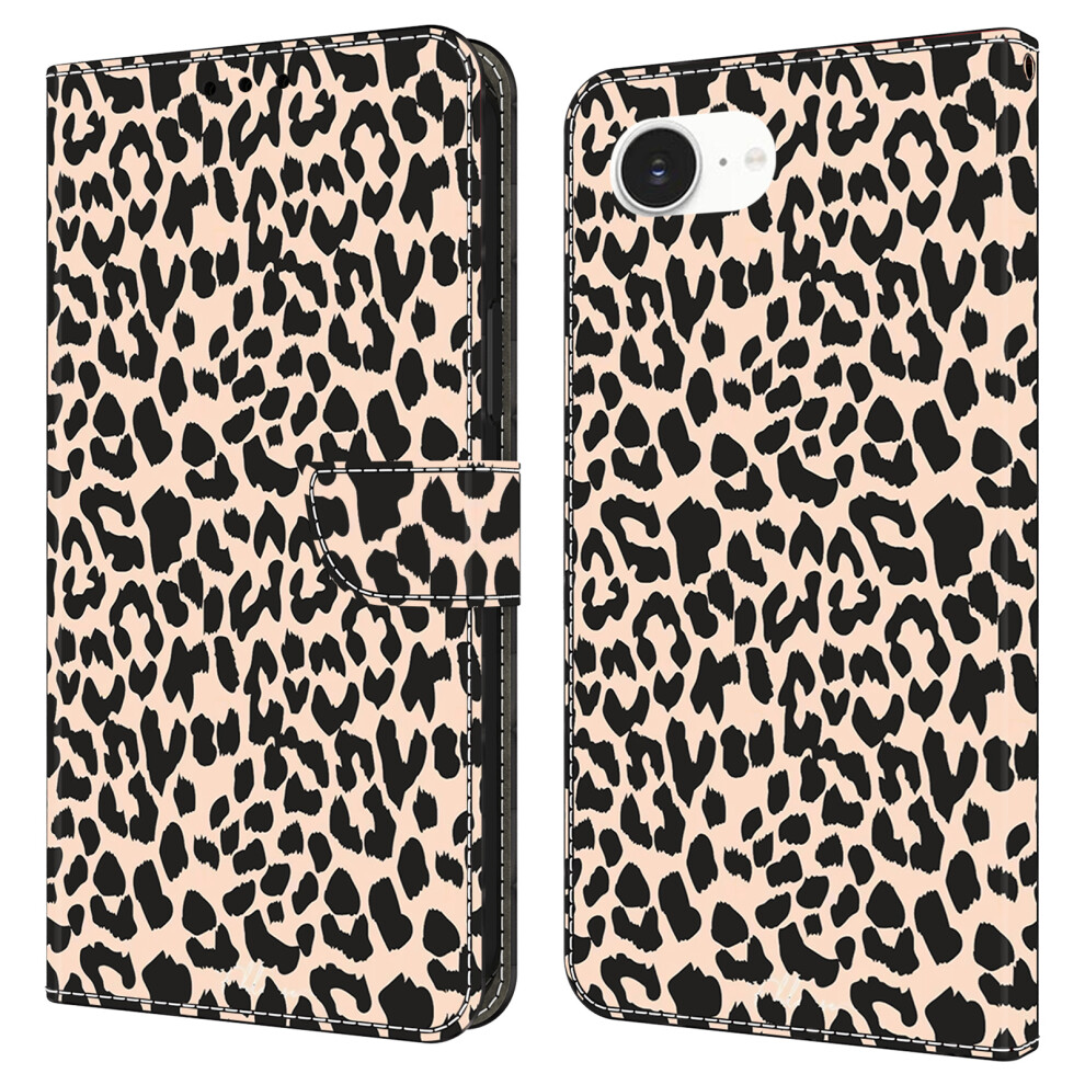 (Iphone 16E, Leopard Print) For Iphone 16E Case With Card Slot Pattern Printed Tpu+Pu Leather Flip Phone Cover 6914284048020
