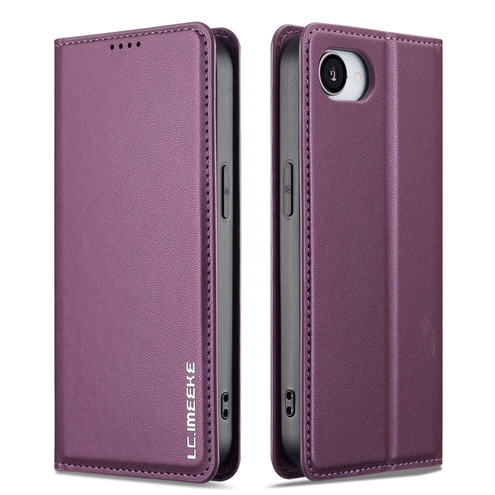 (Iphone 16E, ) Lc.imeeke L1 Series For Iphone 16E Case Pu Leather Wallet Stand Protective Phone Cover Purple 6914280652849