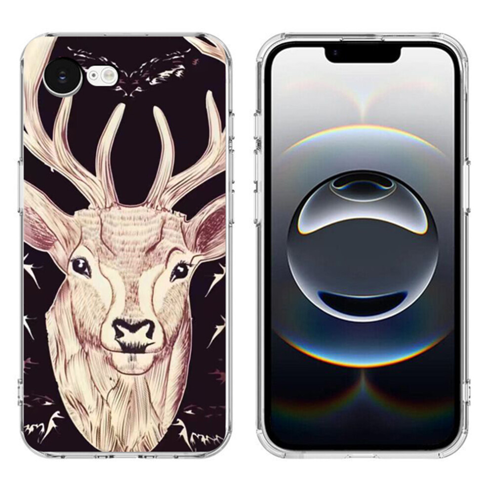 (Iphone 16E, Deer Head) For Iphone 16E Case Pattern Printing Cell Phone Tpu Back Cover 6914282140184