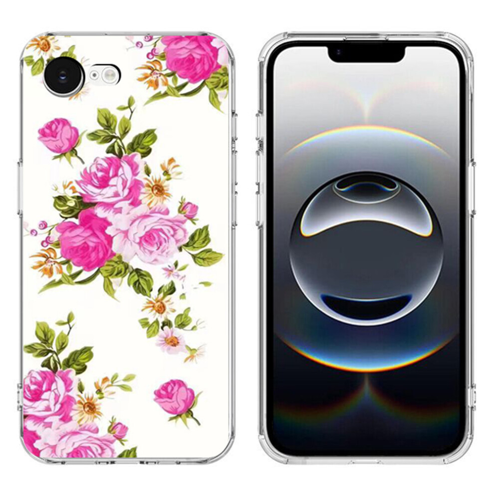 (Iphone 16E, Rose Flower) For Iphone 16E Case Pattern Printing Cell Phone Tpu Back Cover 6914282534815