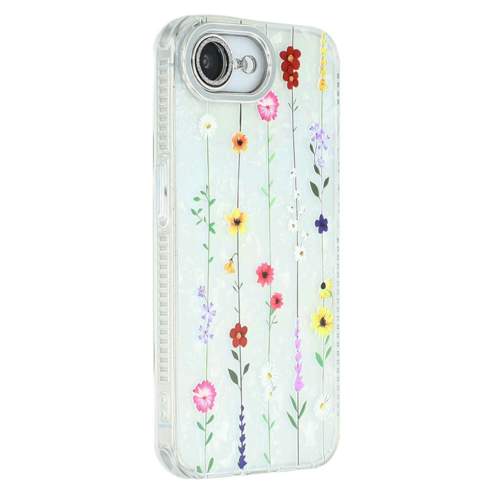 (Iphone 16E, Sh6) For Iphone 16E Case Electroplated Floral Pattern Imd Tpu+Pc Phone Back Cover With Glass Lens Film 6914287195318