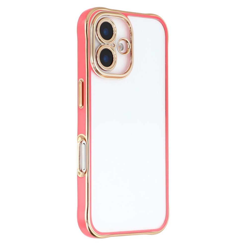 (Iphone 16, ) For Iphone 16 Electroplated Case 2.0Mm Thick Acrylic Tpu Hybrid Shockproof Phone Cover Red 6914289038477