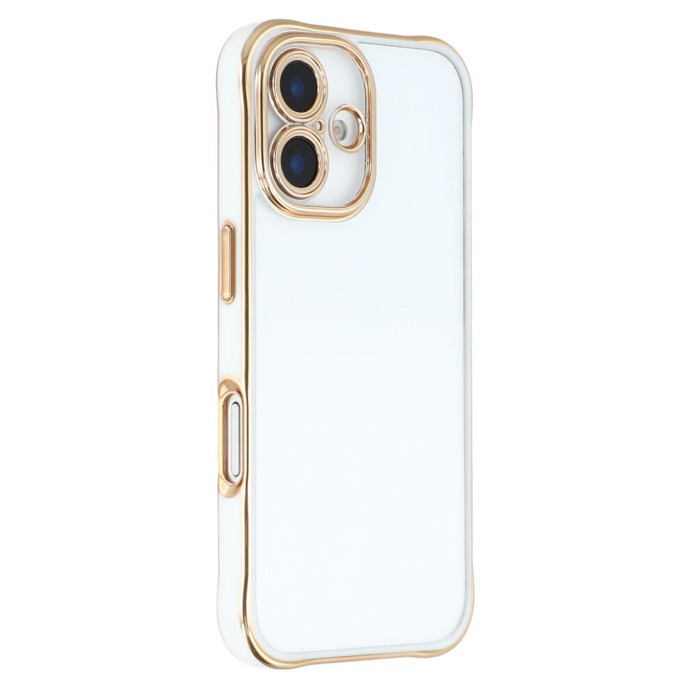 (Iphone 16, ) For Iphone 16 Electroplated Case 2.0Mm Thick Acrylic Tpu Hybrid Shockproof Phone Cover White 6914282525226