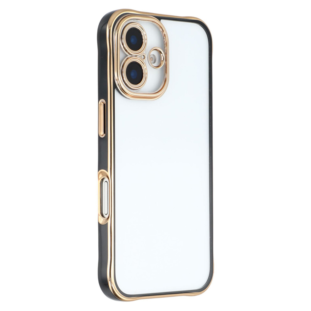 (Iphone 16, ) For Iphone 16 Electroplated Case 2.0Mm Thick Acrylic Tpu Hybrid Shockproof Phone Cover Black 6914282956075