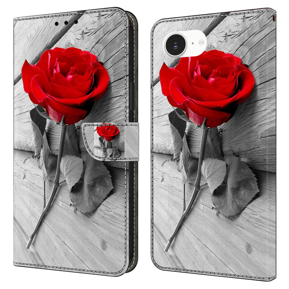 (Iphone 16E, Rose) For Iphone 16E Case Magnetic Clasp 3D Pattern Leather Wallet Phone Cover 6914287747593