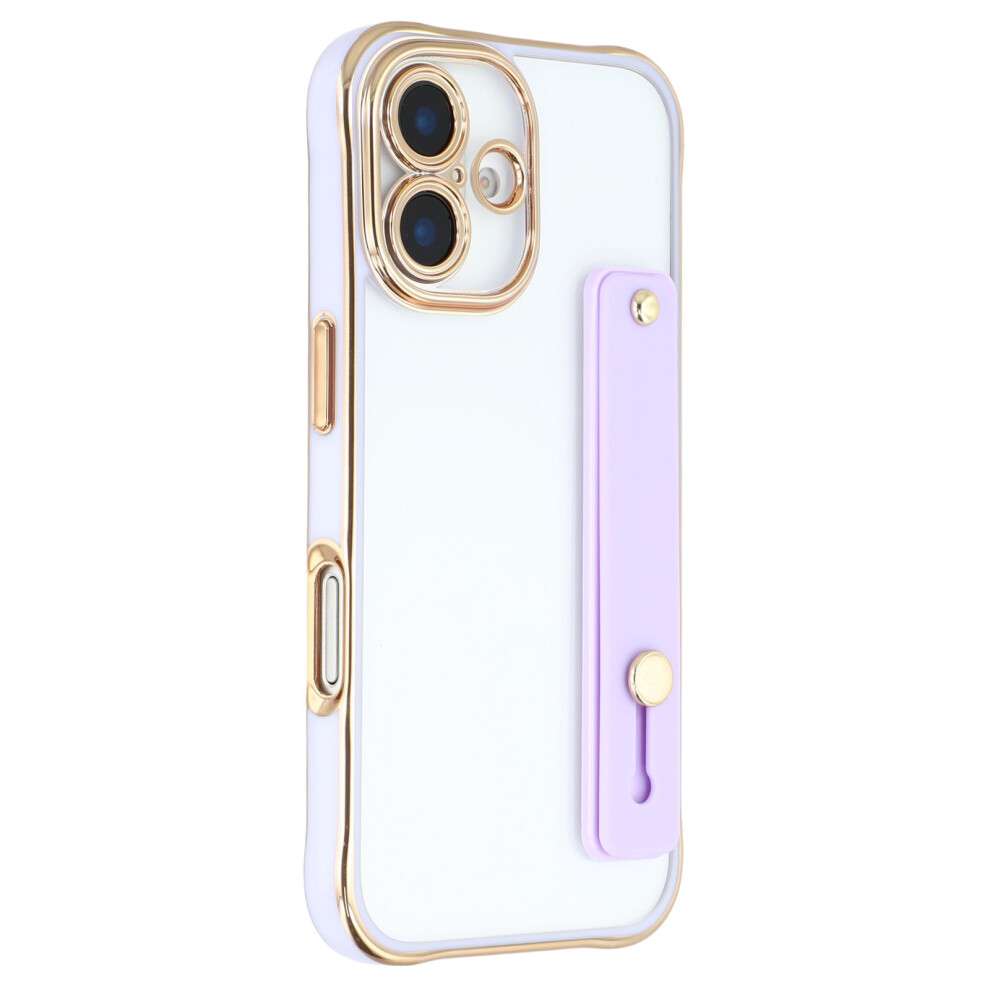 (Iphone 16, Light ) For Iphone 16 Case With Kickstand Electroplated 2.0Mm Acrylic Tpu Shockproof Phone Cover Purple 6914289910520