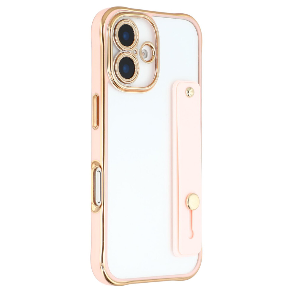 (Iphone 16, ) For Iphone 16 Case With Kickstand Electroplated 2.0Mm Acrylic Tpu Shockproof Phone Cover Pink 6914281438602