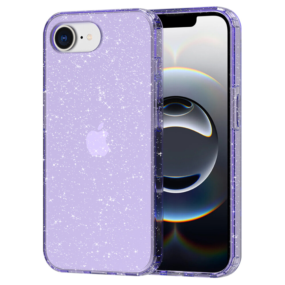 (Iphone 16E, Transparent ) Gw18 For Iphone 16E Case Glitter Powder Decor Clear Tpu+Pc Shockproof Phone Cover Anti Scratch Purple 6914285695803