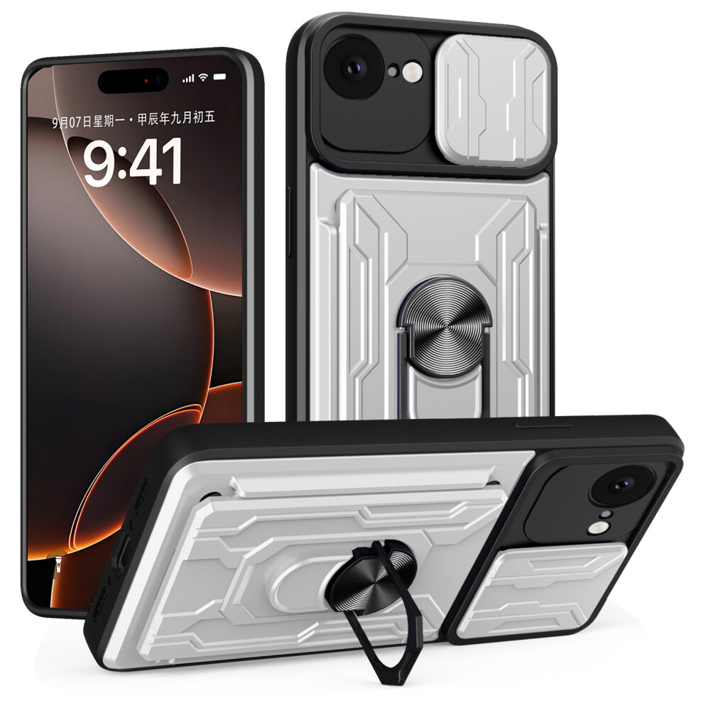 (Iphone 16E, ) For Iphone 16E Case Pc+Tpu Kickstand Phone Back Cover With Camera Slider White 6914288242080