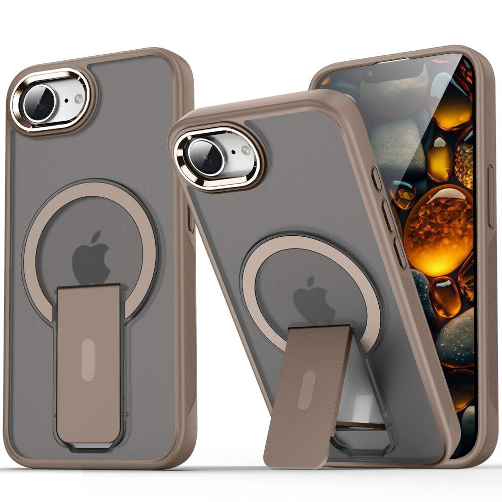 (Iphone 16E, ) For Iphone 16E Case Compatible With Magsafe Pc+Tpu Phone Cover With Kickstand Gold 6914282233336